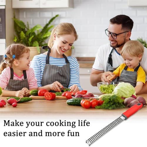 Image of Baskety Stainless Steel Zester Grater Handheld for Lemon, Cheese, Ginger, Garlic, Vegetables & Fruits - 1 Piece (Red)