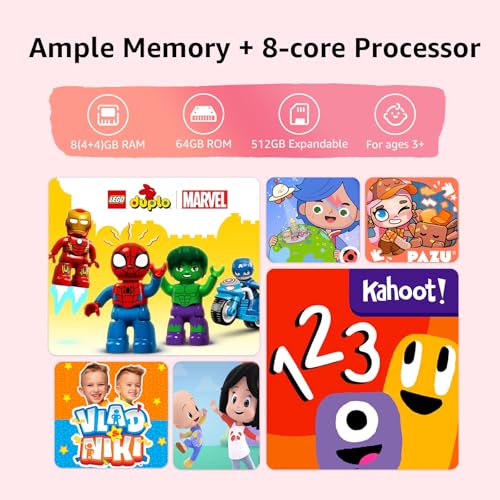Image of ApoloMedia Kids Tablet 10 inch, Upgraded Android 14 Tablet for Kids Ages 4-12, Octa-Core Tablets with Case, 64GB Storage(TF Expand 1TB), Pre-Installed Google Kids Space, Parental Control (Red)