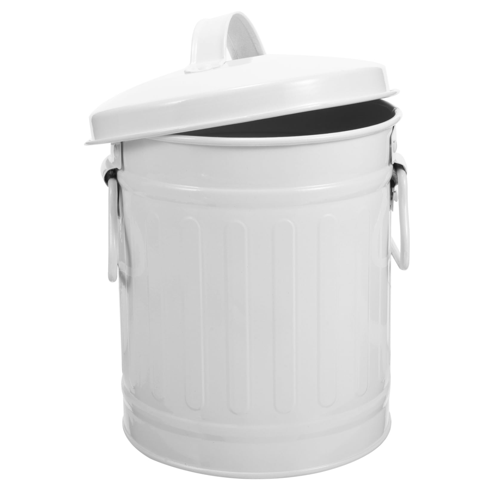 Poubelle en métal compacte Lurrose avec couvercle pour masquer les déchets de bureau
