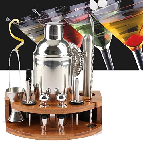 Set coctelera 750 ml para bartenders con base de bambú miniatura 2