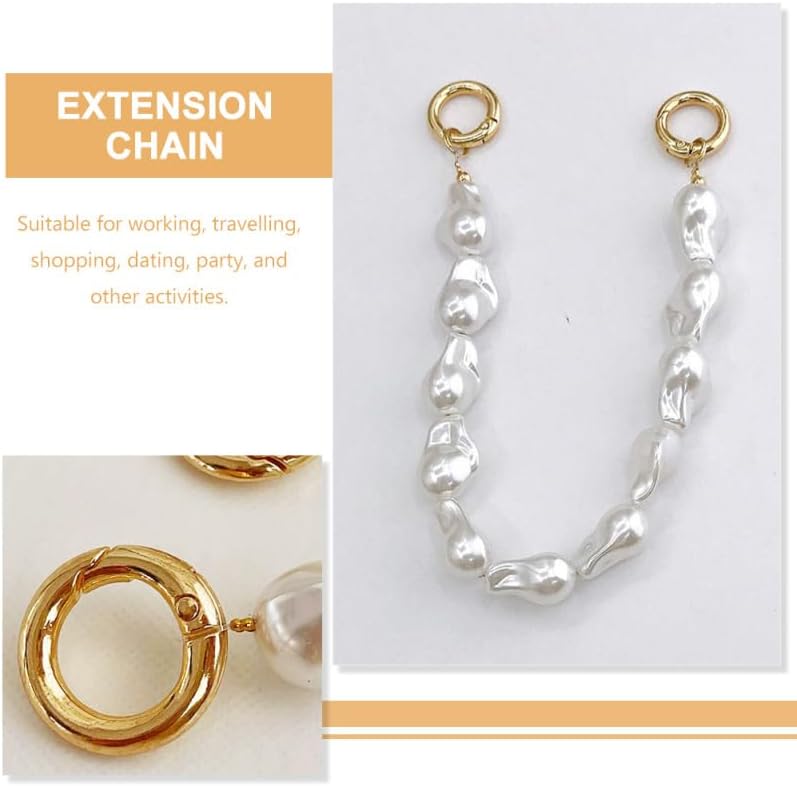 EXCEART Pearl Bag Replacement Chain Beaded Handle Chain Lightweight Extension Purse Strap for Handbags and Shoulder Bags Elegant Bag Accessories for Women - Image 3