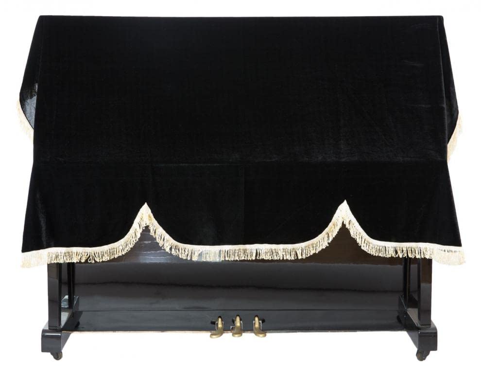 Staubschutz Für Klaviertastatur, Flügelabdeckung Aus Weichem Ve-Lvet, Vollständiger Staubschutz Für Klavier Mit Makramee/Black/210-220Cm