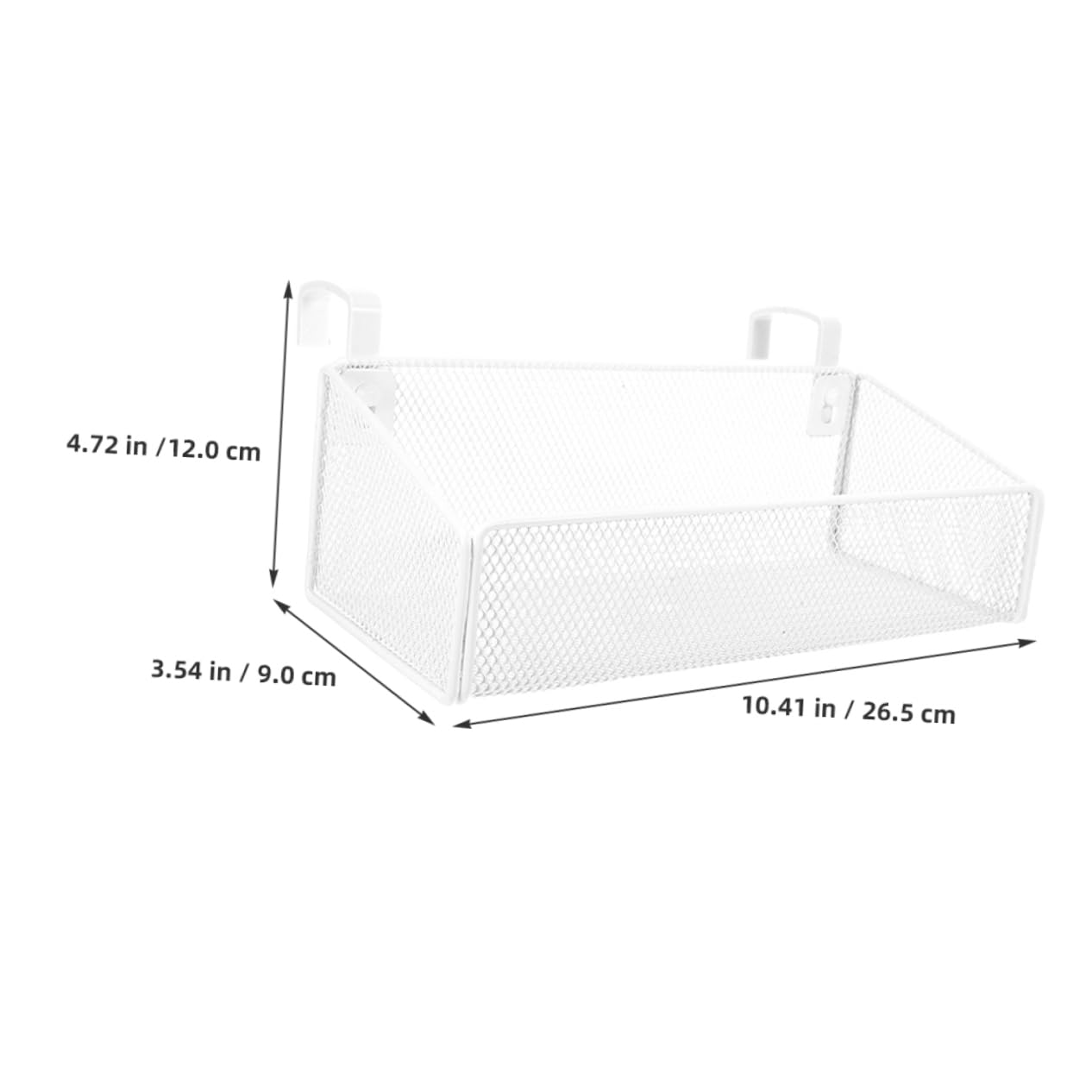 VILLCASE Bedside Hanging Storage Basket Metal Mesh Organizer with Hook for Dorm Room Essentials Phone Stand Multi Use Desk Storage for Bunk Beds Bedrooms Small White Hook