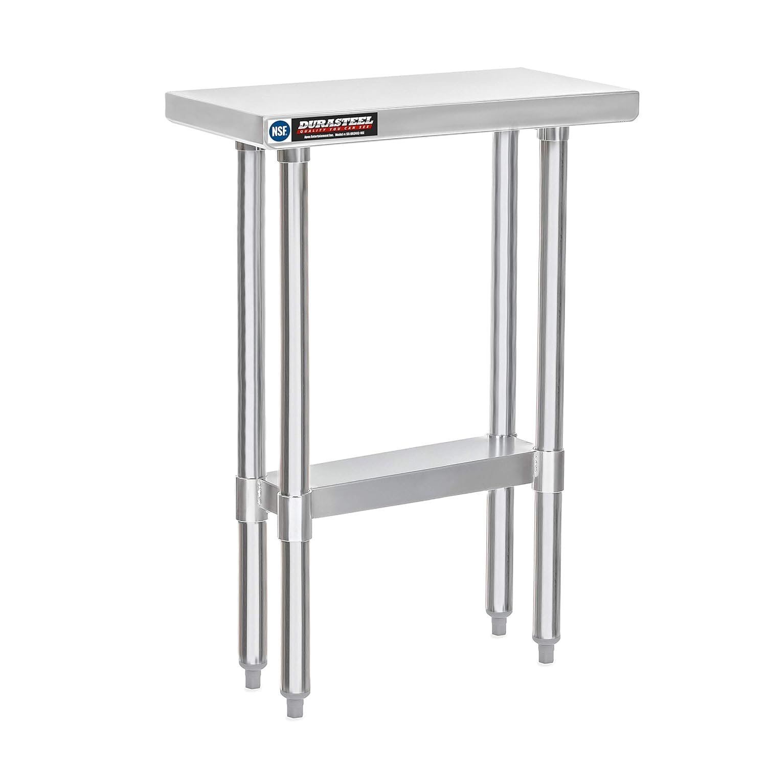 DuraSteel 24x12 Stainless Steel Work Table - NSF Commercial Prep Metal Table - Outdoor Pizza Oven Stand w/Under Shelf - Kitchen Island Laundry Utility Garage Microwave Stand Large Rolling Storage Cart