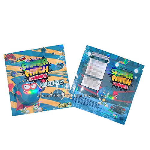 New Stoney Patch Candy Bag Mylar - Bolsa resellable de 5 g, paquete "Only Bag No Any Food" (Blueberry, 50 piezas)