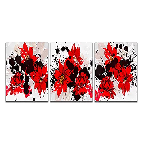 Toile à huile de qualité supérieure triptyque fleuri abstrait - 7