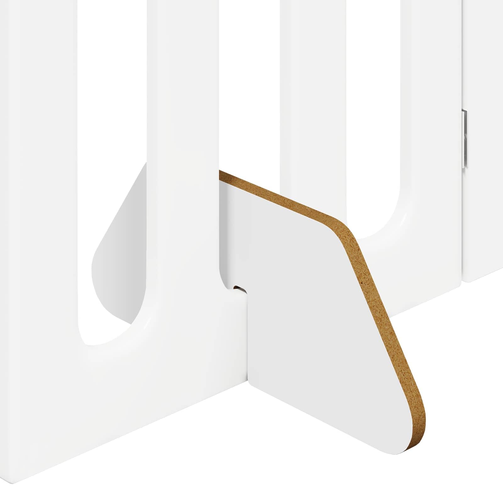 Valla plegable para mascotas de madera, color blanco, 201 x 38 x 70 cm, 4 piezas con paneles plegables flexibles para interiores, plegable, protección segura, ideal para perros, cachorros