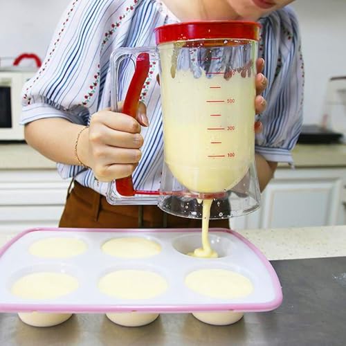Waffle Batter Dispenser | 6.69x 7.28 x 4.33 inches Handheld Batter Pourer Dispenser | 900ml Cupcakes Batter Cup, Food-Grade Pancake Maker Separator With Measuring Label For Precise Portion Control - Image 3