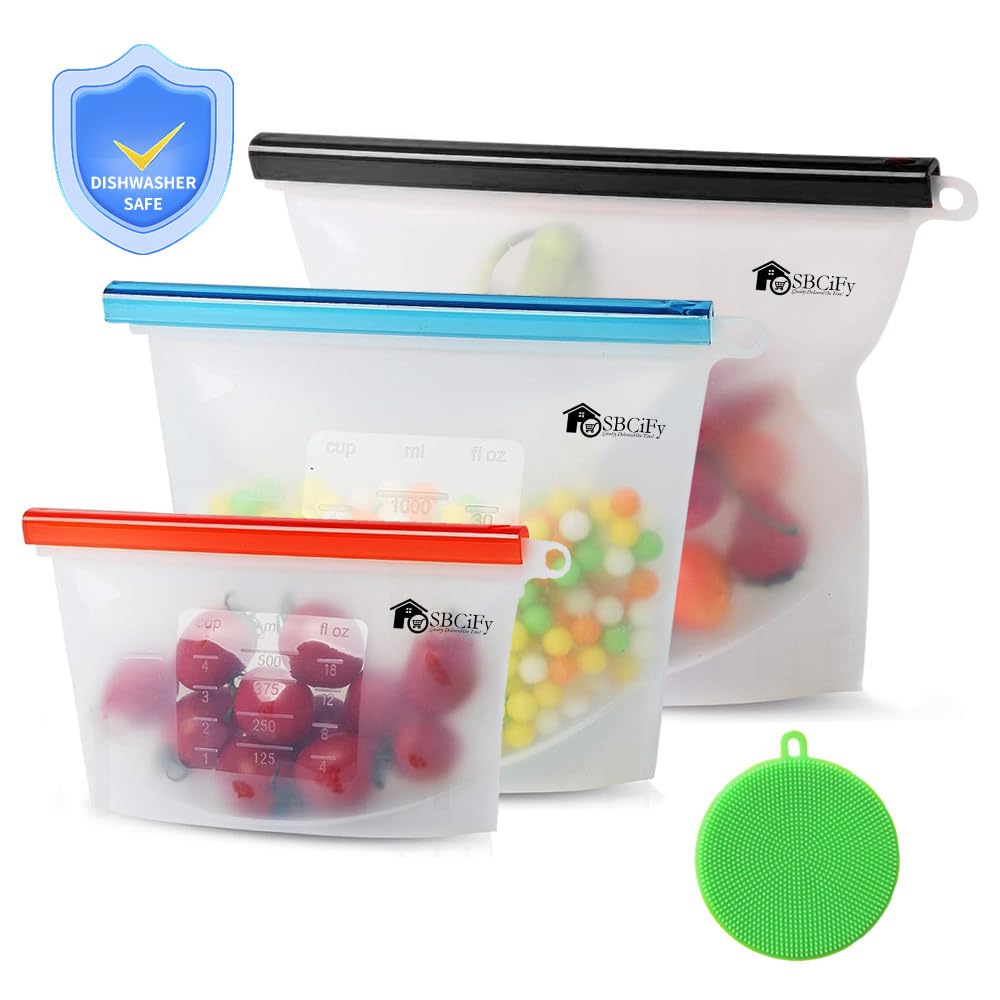 Sacchetti riutilizzabili per congelatore, contenitori da cucina, sacchetti per sandwich riutilizzabili, 100% silicone per uso alimentare, sacchetti per snack, tubberware, sacchetti da galloni