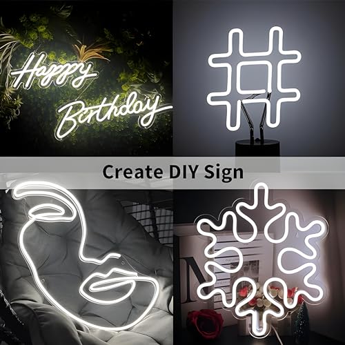 Image of 16.4 Feet LED Neon Strip Light | 12V Adapter, Waterproof IP65, Silicone Flexible Rope Light for Home Wall Decor & Gaming Room| Led Strip Lights | Neon Lights 5 Meter | (White)