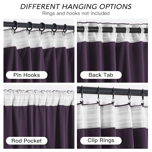 Image of RYB HOME Purple Velvet Blackout Curtains 84 inches for Bedroom Living Room | Thermal Insulated, Room Darkening, Super Soft Velvet, Drapes with Pleat Tape, Dining Room Home Theater, W52 x L84, 2 Panels