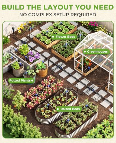 HIRALIY 50FT Drip Irrigation Kit, Garden Watering System
