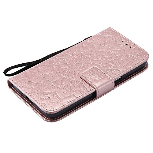 Galaxy Grand Prime Case,G530 Case,Leecoco Fancy Embossed Floral Wallet Case With Card/Cash Slots Pu Leather Flip Stand Case For Samsung Galaxy Grand Prime Lte G530 Mandala Rose Gold #TOP4