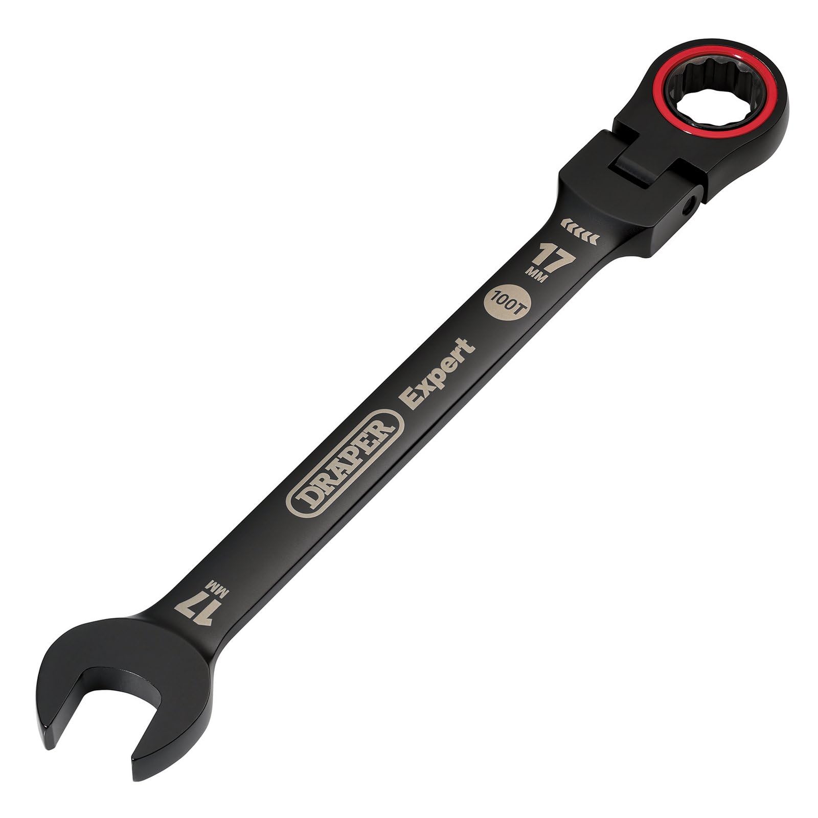 Draper Expert Hi-Torq Metric Flexi Head Ratchet Combi Spanner 17mm Black - 03924
