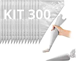 Kit 300 Sacos Manga De Confeitar Descartáveis 36x22cm Plástico Reforçado Livre De BPA