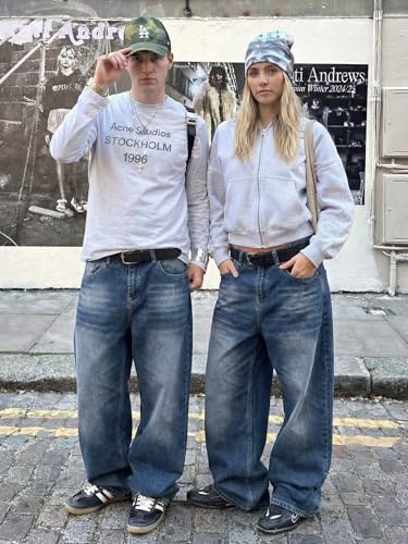 Image of JMIERR Men's Baggy Y2K Jeans Stretch Loose Fit Wide Leg Denim Pants | 5 Pockets, Oversized Casual Trousers, Vintage Relaxed wash, Breathable Cotton Blend,Hip Hop, Skater Streetwear, All-Season