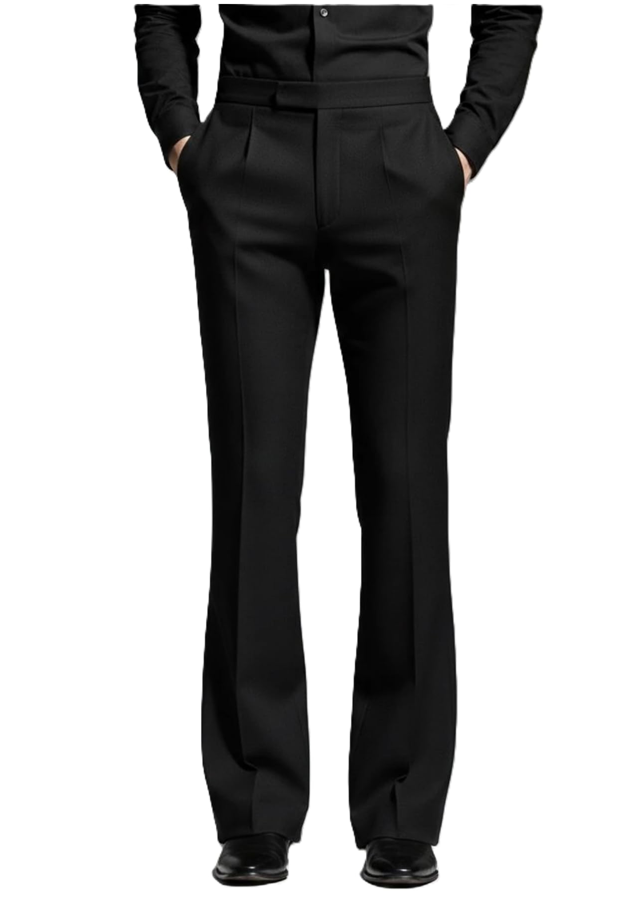 Men's Black Bootcut Formal Dress Trousers, Flared Leg Pants