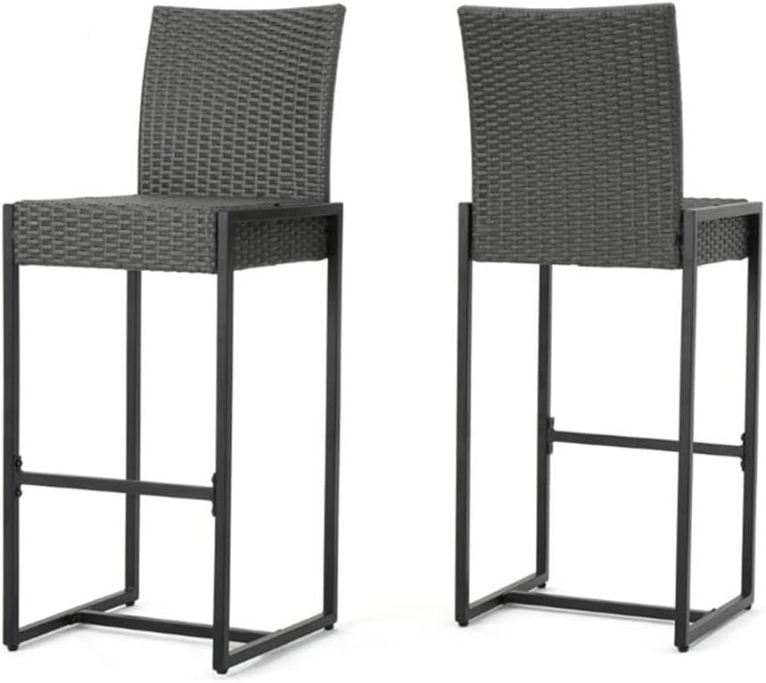 GDFStudio Conrad Patio Furniture Outdoor Bar Stools, Grey, Set of 4