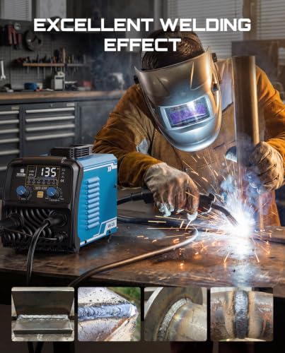 SEESII 135A MIG Welder 110V - 3-in-1 Gasless Flux Core/Lift TIG/Stick Welding Machine, 7.7lbs Portable IGBT Inverter, Large Digital Display Multi Process Welder — view 4