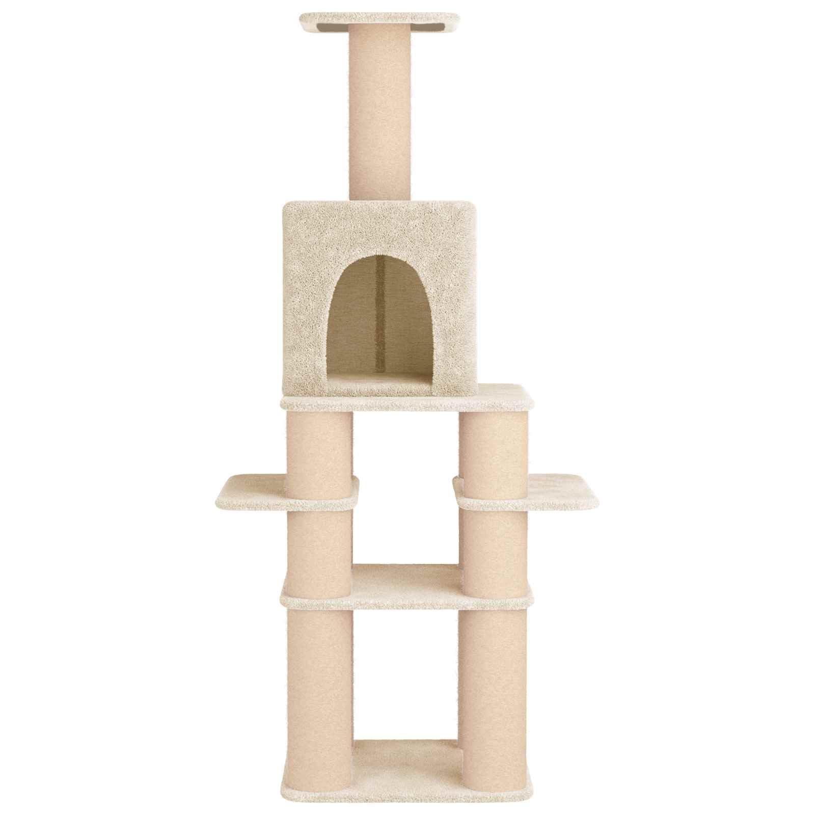 vidaXL Katzennbaum mit Sisal-Kratzsäulen Creme 180 cm