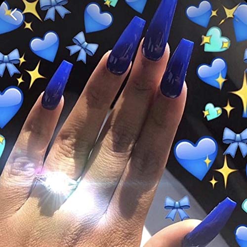 Skyvan 24 PCS 12 Sizes Ballerina Jelly Sapphire Press On False Nails Glue On Nails with Glue and Adhensive Tab