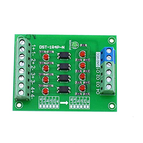 NPN Output Four-Way optocoupler Isolation PLC Level Voltage Conversion Board 1.8V 3.3V 5V 12V 24V Unidirectional Transmission (1.8V to 12V)