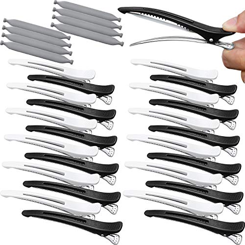 24 Pieces Hair Clips for Styling Sectioning Non Slip Duckbill Alligator No Trace Hair Clips with Silicone Band for Thick Thin Hair Professional Salon DIY Accessories for Men Women Durable Anti-Slip