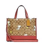 COACH Women's Dempsey Carryall (IM/Khaki/Redwood Multi With Snoopy Woodstock Print - Peanuts)