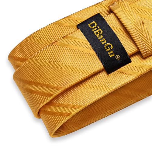 Image of DiBanGu Striped Tie Set for Men Silk Woven Plaid Necktie and Pocket Square Cufflinks Business Wedding