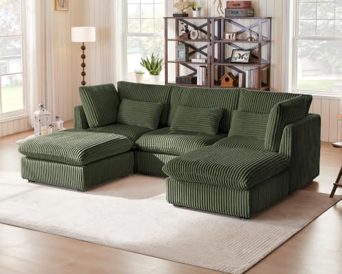 Oversize Corduroy U-Shaped Sofa