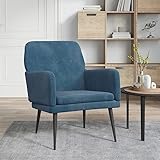 Sillón reclinable de terciopelo azul, cómodo sillón para leer y ver la televisión, 62 x 79 x 79 cm, elegante sofá para bistró, cocina, uso interior y exterior