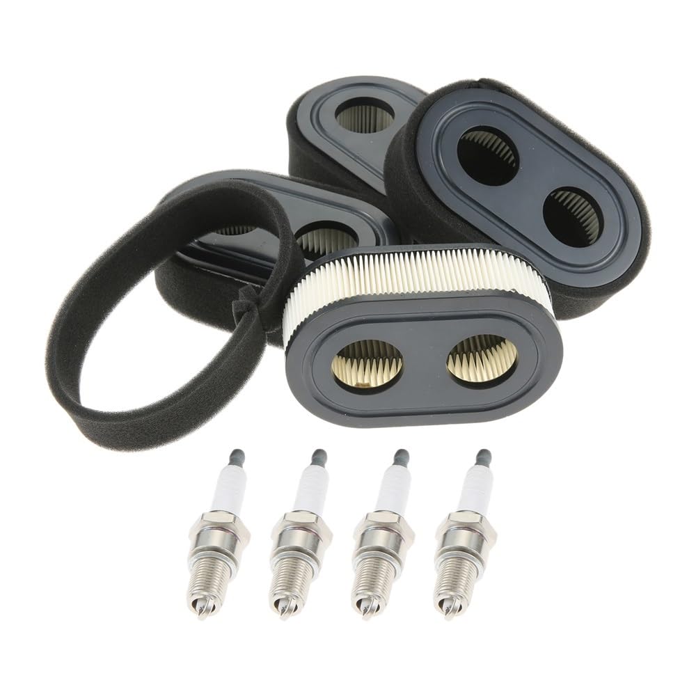4 Piezas 593260 Filtro de cortacésped Bujía prefiltro 491055S Apto for 550ex 675exi 725exi 09P000 09P702 Reemplazar 21525900 21537800 21544000 21534100 Piezas de cortacésped