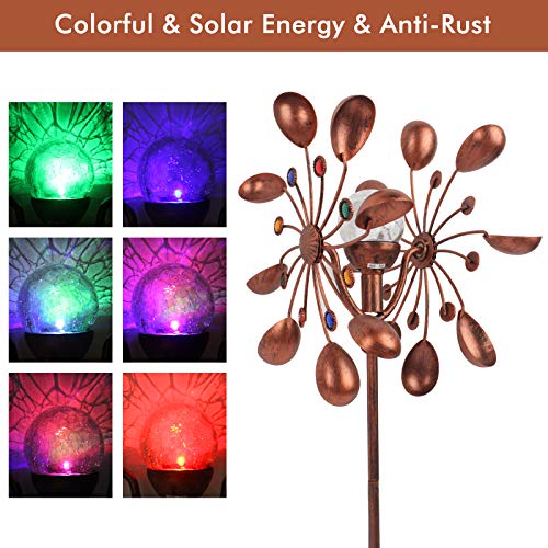 Botindo Solar Wind Spinner 75 Inch Easy Spinning Kinetic Metal Wind Catchers Spinners For Outdoor Yard Patio Lawn Garden Decorations, Double Windmill Spinner Birthday Gifts For Women #TOP3