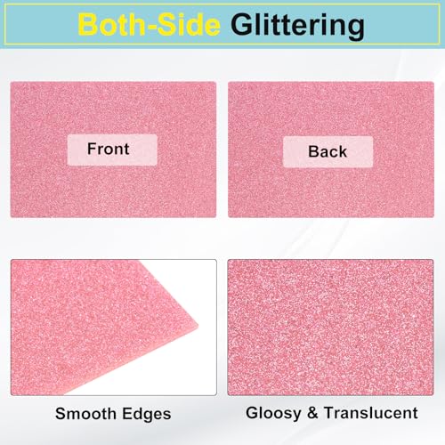 Image of MECCANIXITY 3 Pcs Pink Glitter Acrylic Sheets 1 /8 inch Thickness 12 inch x 8 inch Glossy PMMA Fluorescent Plastic Sheets Extruded Translucent Blanks for DIY Art Crafting Laser Cutting & Engraving