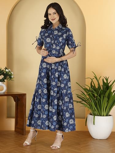 Image of Dhruvi Women's Rayon Anarkali Maternity Dress & Feeding Kurti with Zippers