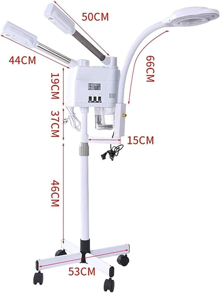 Profesjonalna lampa do gotowania na parze do twarzy 3 w 1 do salonu, spa, urody, sprzęt do pielęgnacji skóry, regulowana wysokość, z 4 rolkami dla łatwego poruszania się