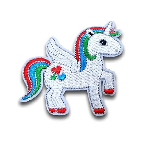 Crystal Charmz Love Heart Rainbow Unicorn Iron-on Sew-on Patch, Ideal for Craft Projects, Jackets, Jeans & Bags etc Cover