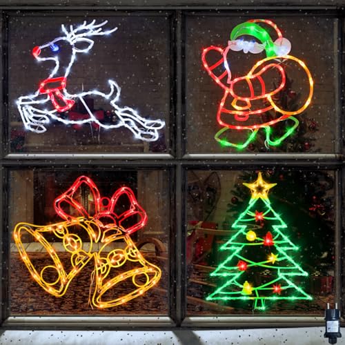 41cm Weihnachtsbeleuchtung Fenster - 4 Stück farbig beleuchtet...