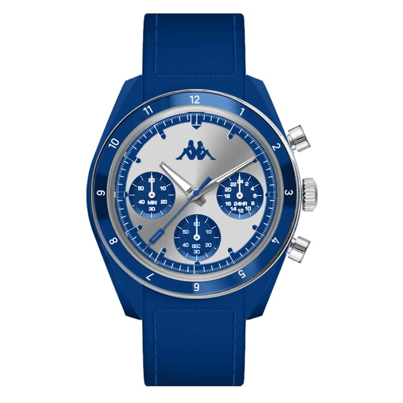 Montre chronographe KW-090 unisexe silicone bleu 45 mm grand cadran sport