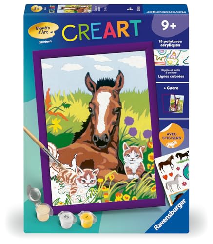 CreArt Kids 18x24cm Cheval et chatons Kit de peinture par numéros Numéro d'Art Dès 25840 Ravensburger - vue 2