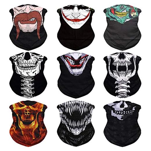 JOEYOUNG Headwear, Bandana Neck Gaiter Face Cover Mask Scarf Balaclava pack of 9
