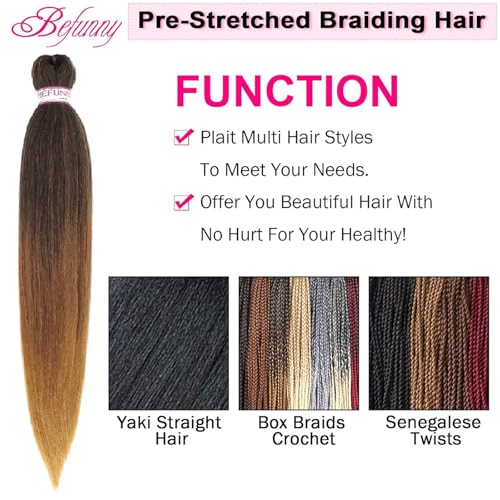 Pre Stretched Braiding Hair 24 Inch - 8 Packs Prestretched Braiding Hair For Box Braids Crochet Hair,Professional Soft Knotless Braid Hair,Yaki Straight,Itch Free (24",T1B/30/27#) - Image 5