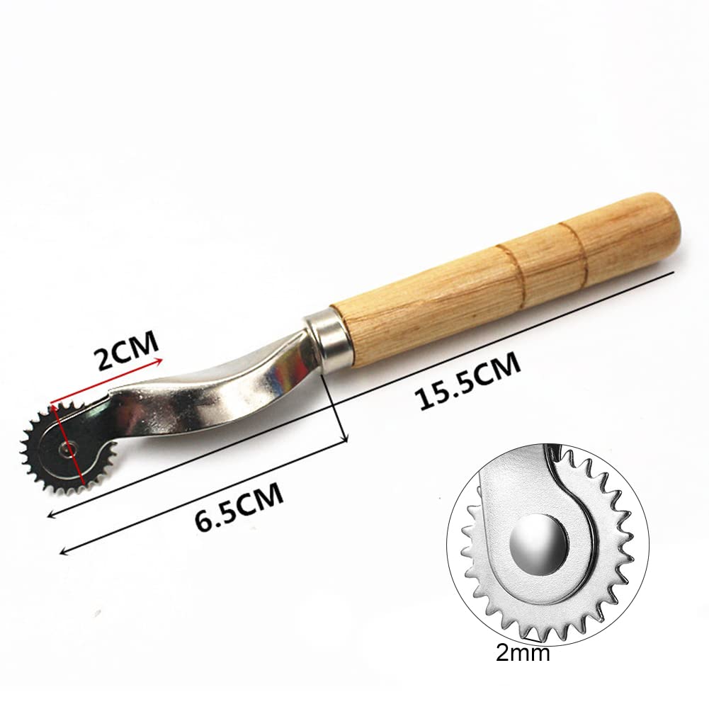 Roulette De Traçage Couture - 2 Pièces Avec Manche Bois Pour Tissu Et Cuir
