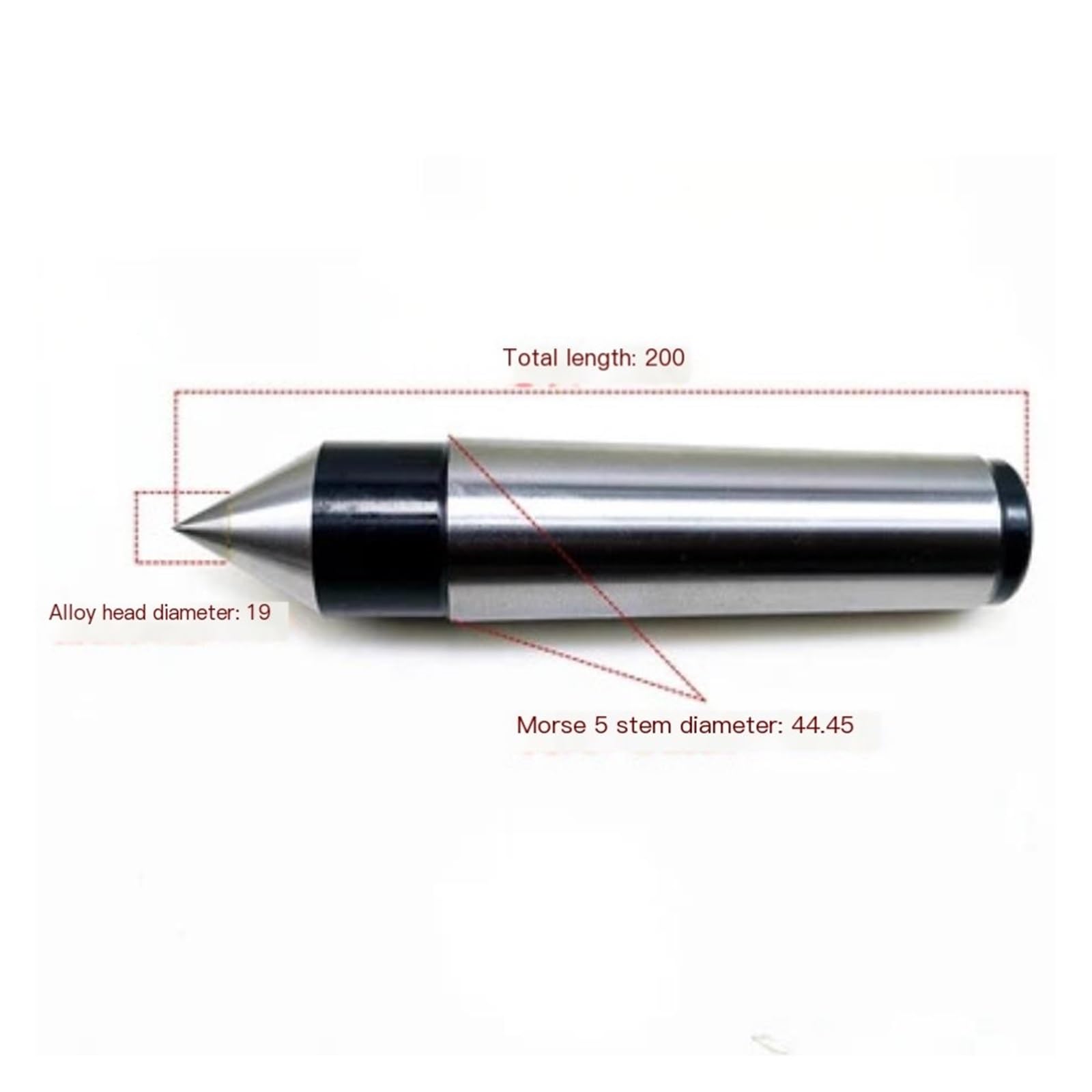 Centre Conique MT2 MT3 MT4 MT5, Centre en Alliage, Broche d'éjection, Pointe Fixe, Pointe en carbure for Machines-Outils CNC(MT5)