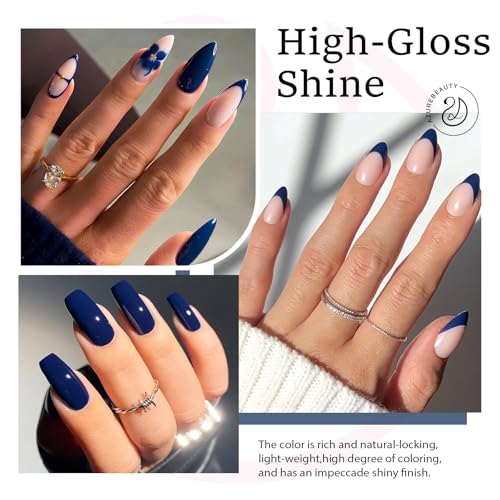 Image of AZUREBEAUTY18ML Royal Navy Blue Gel Nail Polish | Royal Navy Dark Blue High Gloss Opaque Soak Off UV /LED Gel Polish for Nail Art, DIY Manicure & Salon Use