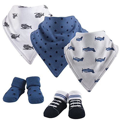 Image of Hudson Baby Unisex Baby Cotton Bib and Sock Set, Wingman, One Size