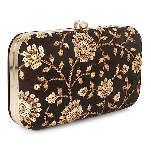 Image of LONGING TO BUY Hand Crafted Designer Box Clutch - Zari Embroidery For Women