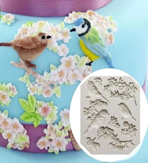 7horse® 3D Birds Silicone Fondant Mold, Animal Bird Plum Flower for Making Chocolate Fondant Jelly Polymer Clay Soap Crafting DIY Projects Cake Decoration Baking Tools-image-47