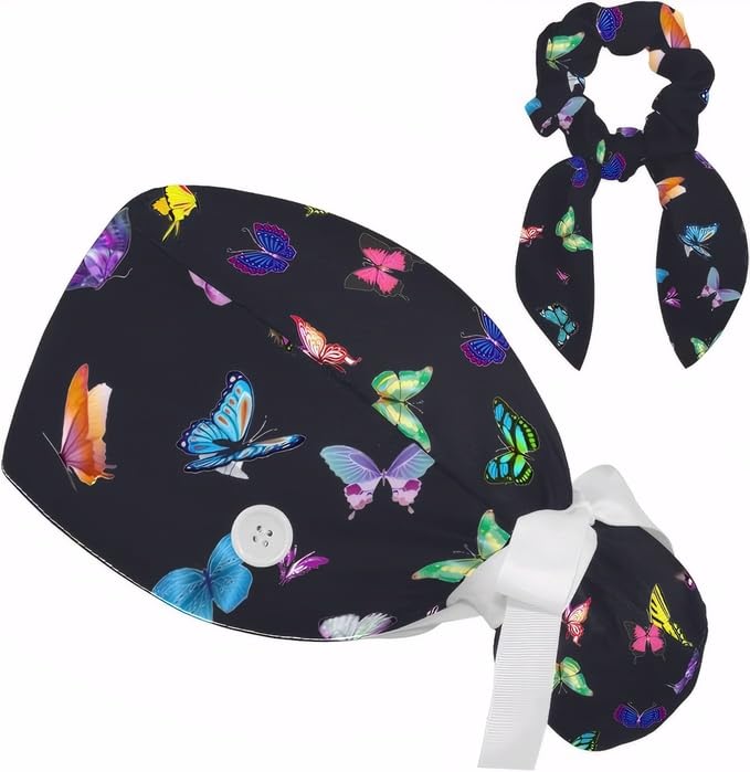 CHENZZZZ Brain with Knowledge Womens Working Caps with Scrunchy Long Hair Cover Ribbon Lace-Up Hat