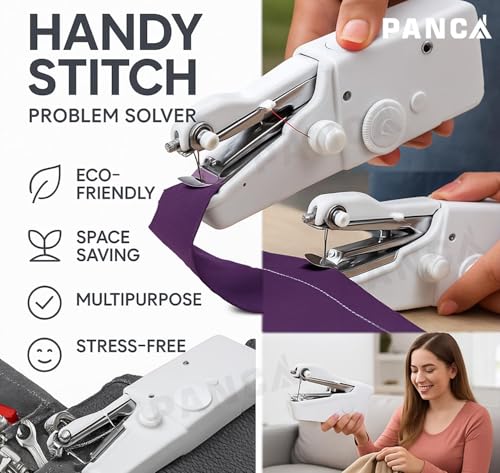 Image of PANCA Handy Stitch Mini Hand Sewing Machine | Portable Stapler Style Silai Machine for Quick Repairs & Home Tailoring | Lightweight Handheld Stitching Tool (Handy Stitch)